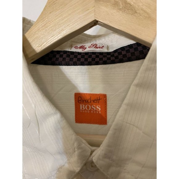 HUGO BOSS Men's Sz XL Button Up Shirt Long Sleeve Orange Label Solid White - Picture 5 of 9